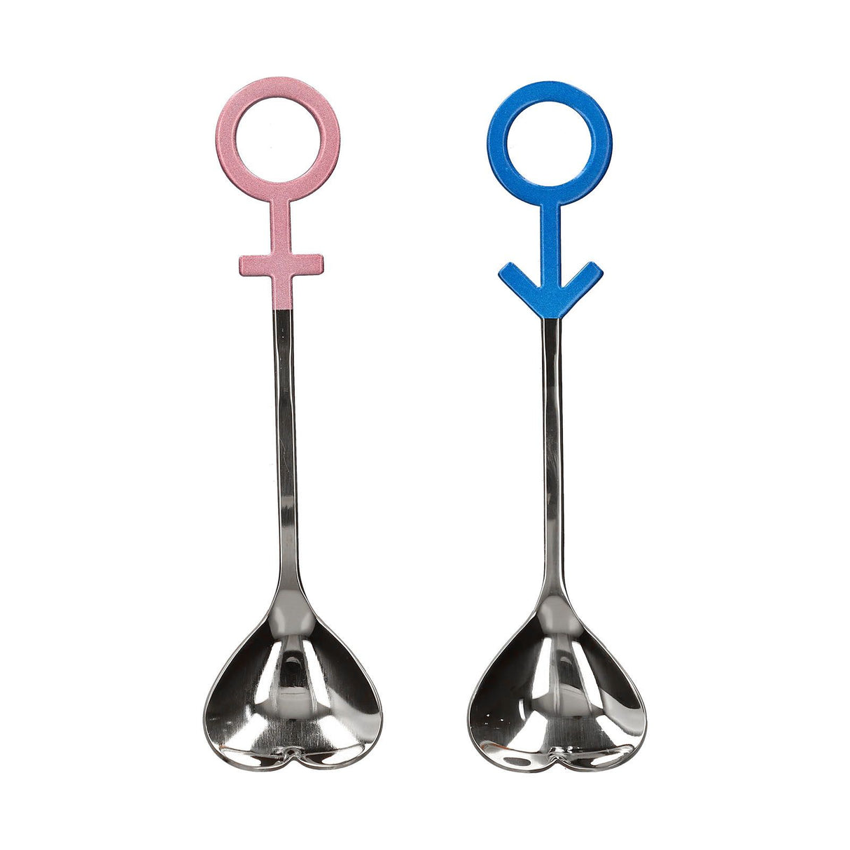Innovative Heart Shaped Couple Spoon 304 Stainless Steel Spoon for Kitchen Home RestaurantBlue Pink Silver