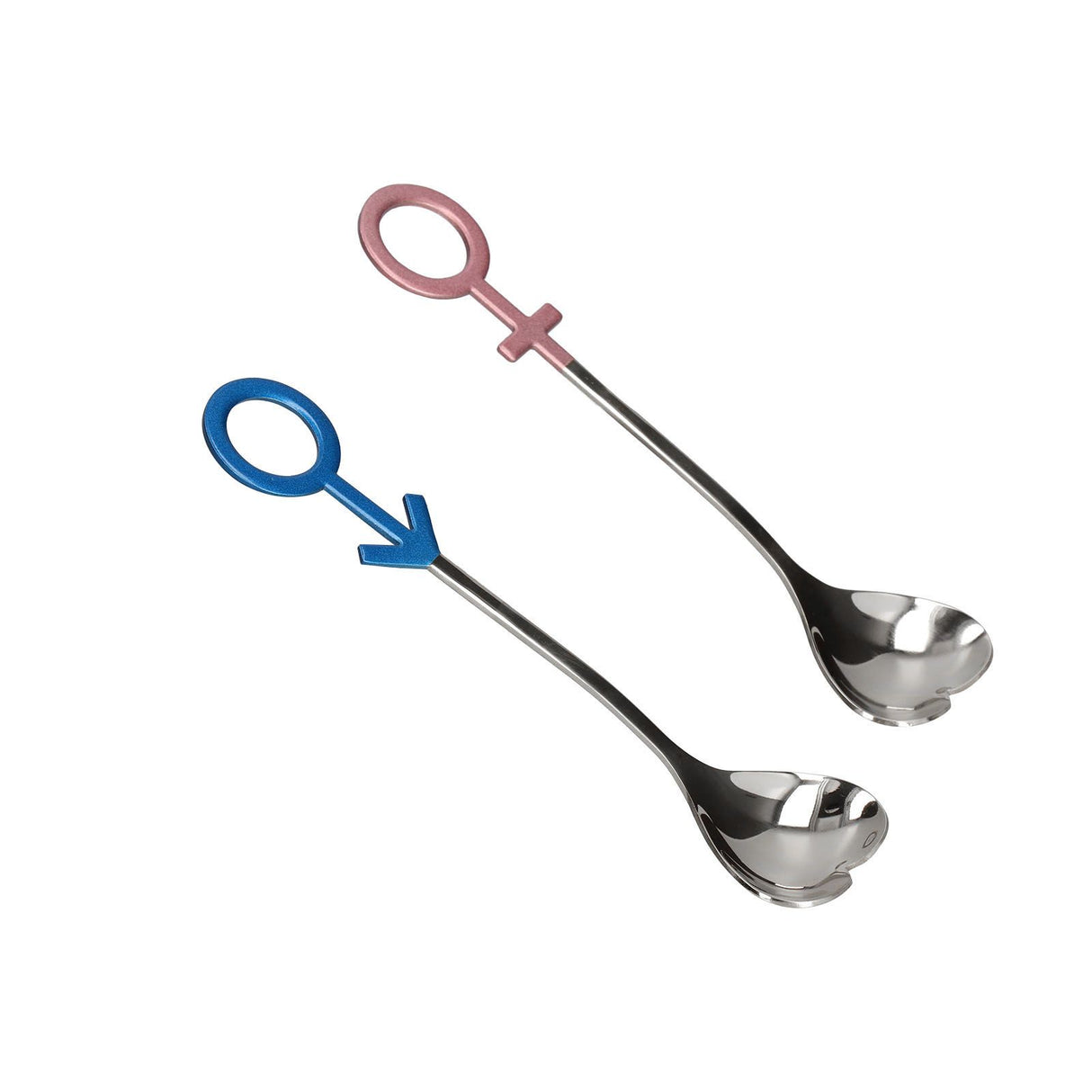 Innovative Heart Shaped Couple Spoon 304 Stainless Steel Spoon for Kitchen Home RestaurantBlue Pink Silver