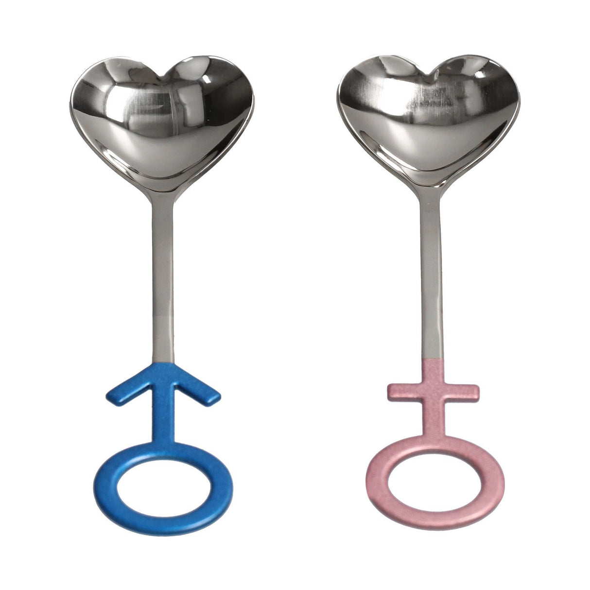 Innovative Heart Shaped Couple Spoon 304 Stainless Steel Spoon for Kitchen Home RestaurantBlue Pink Silver