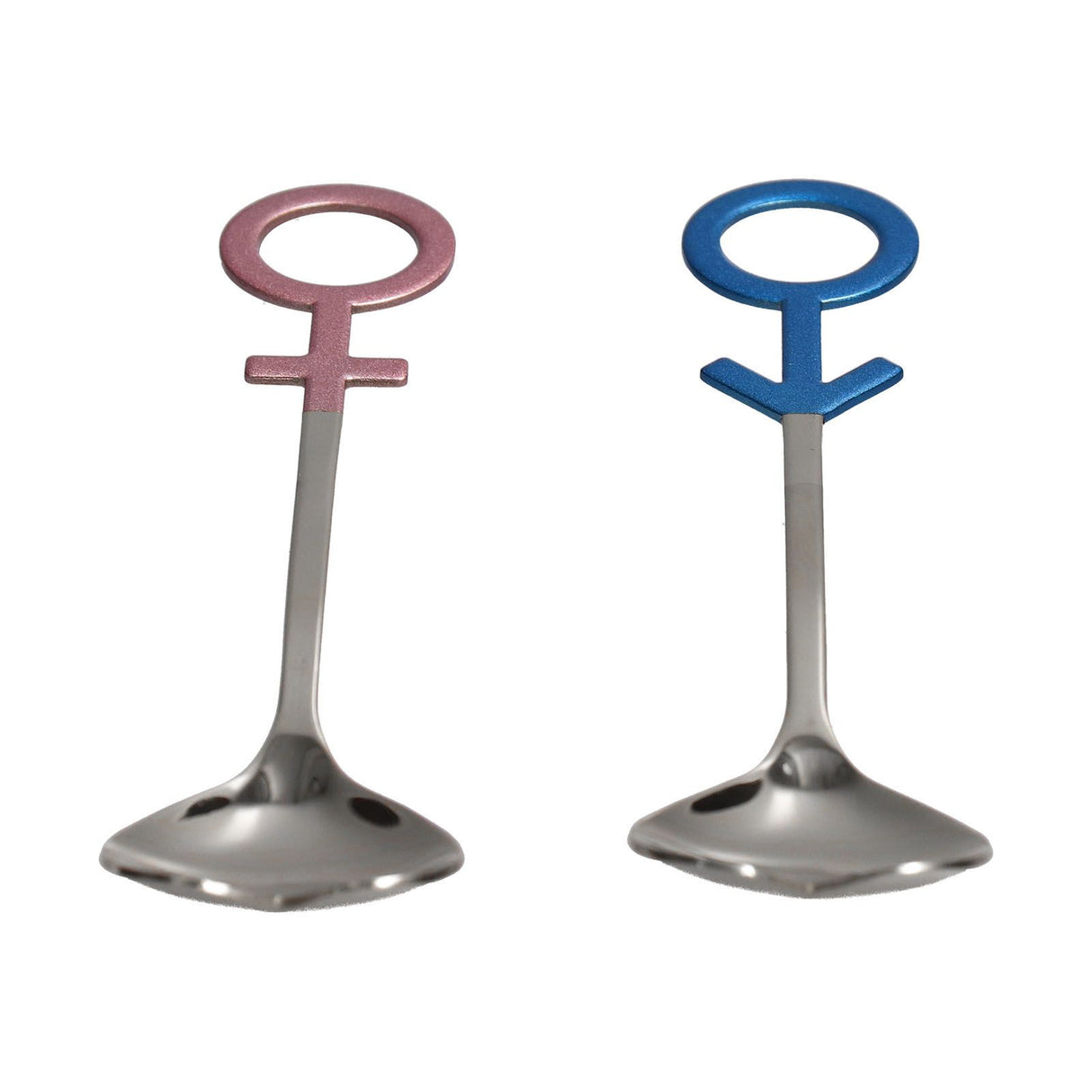 Innovative Heart Shaped Couple Spoon 304 Stainless Steel Spoon for Kitchen Home RestaurantBlue Pink Silver
