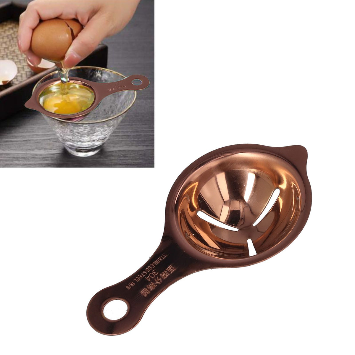 Stainless Steel Egg Separator Divider Egg White Yolk Filter Baking Tools for Kitchen UseRose Gold