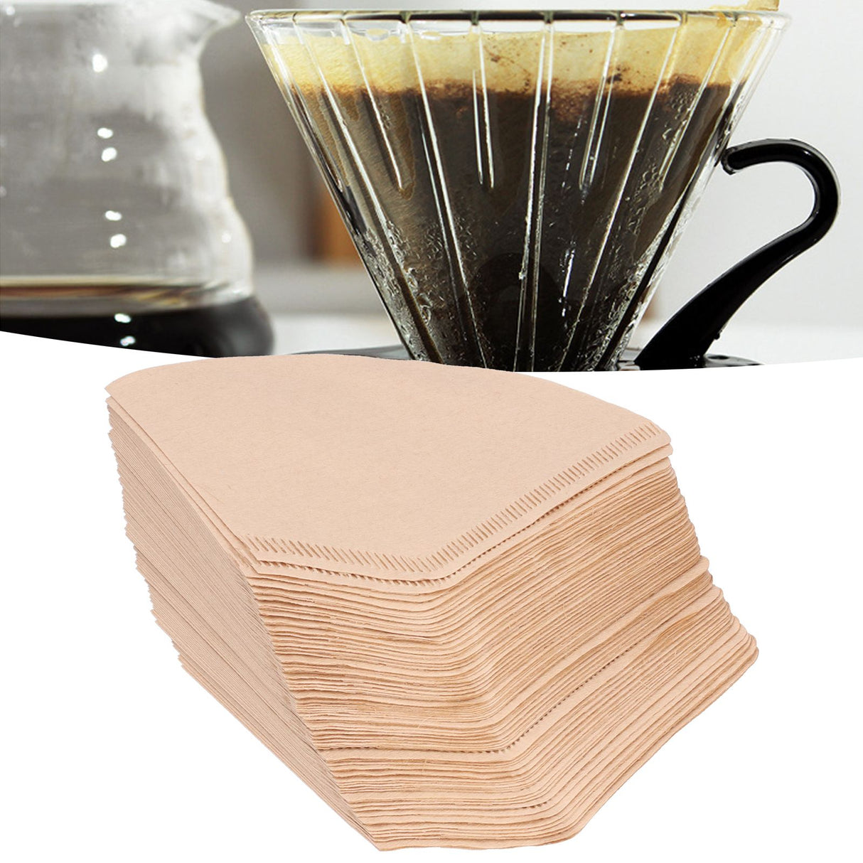 100Pcs/Bag Fan Shaped Coffee Filter Paper Wood Pulp Filter Paper Coffee Making Accessory