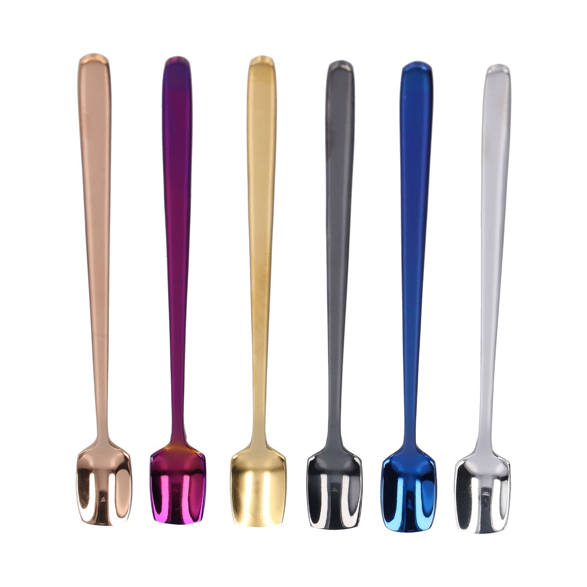 6 Pcs Dessert Spoon 304 Stainless Steel Mixing Spoon Shovel Long Handle Thickened Spoon Set for Dessert Ice Cream 15cm