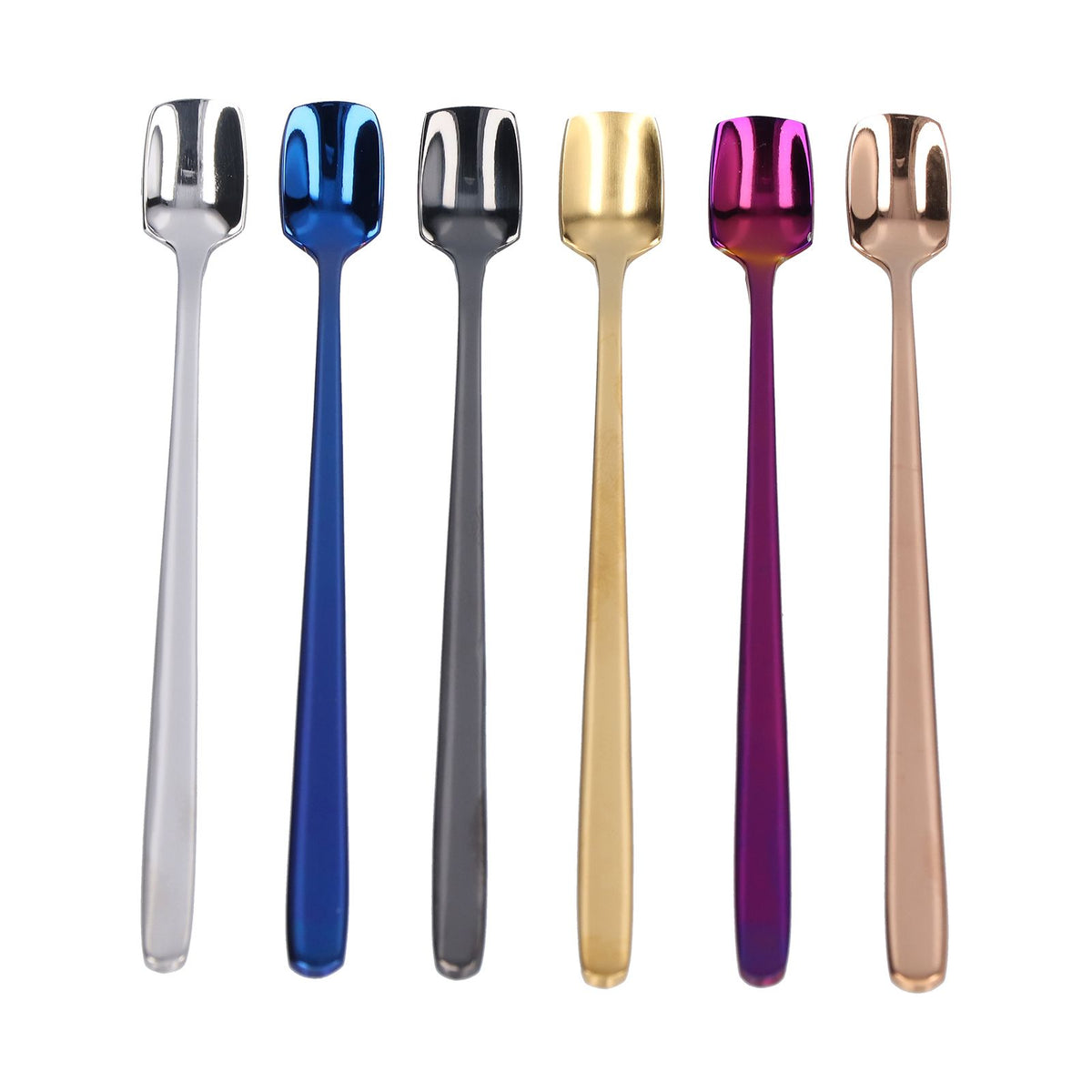 6 Pcs Dessert Spoon 304 Stainless Steel Mixing Spoon Shovel Long Handle Thickened Spoon Set for Dessert Ice Cream 15cm