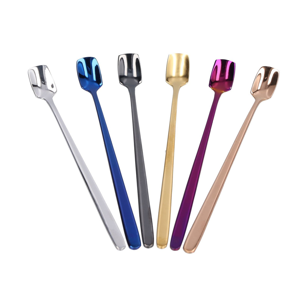 6 Pcs Dessert Spoon 304 Stainless Steel Mixing Spoon Shovel Long Handle Thickened Spoon Set for Dessert Ice Cream 15cm