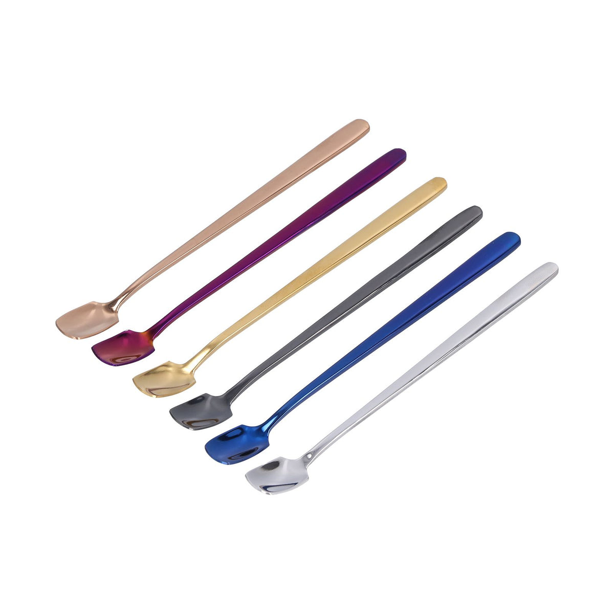 6 Pcs Dessert Spoon 304 Stainless Steel Mixing Spoon Shovel Long Handle Thickened Spoon Set for Dessert Ice Cream 15cm