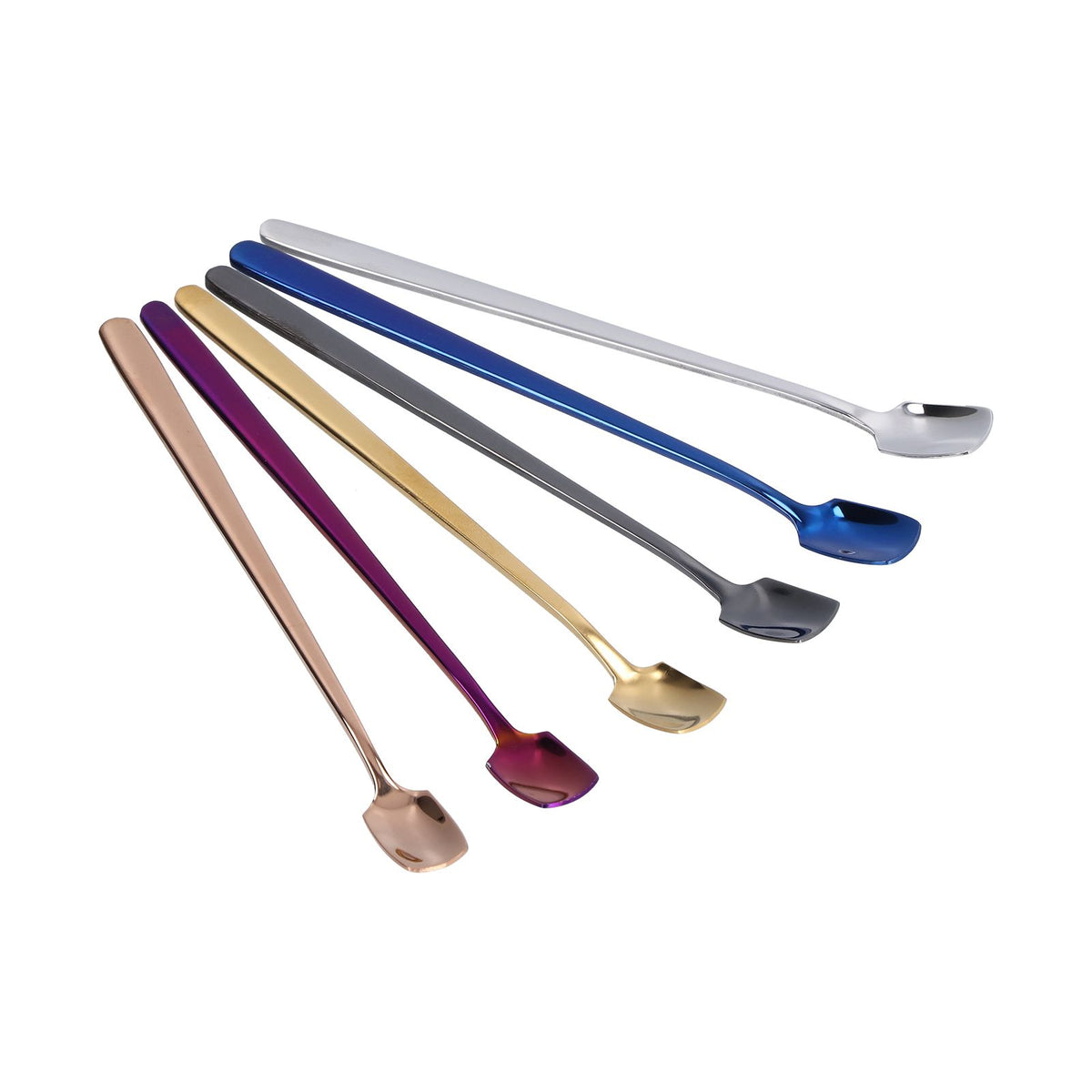 6 Pcs Dessert Spoon 304 Stainless Steel Mixing Spoon Shovel Long Handle Thickened Spoon Set for Dessert Ice Cream 15cm