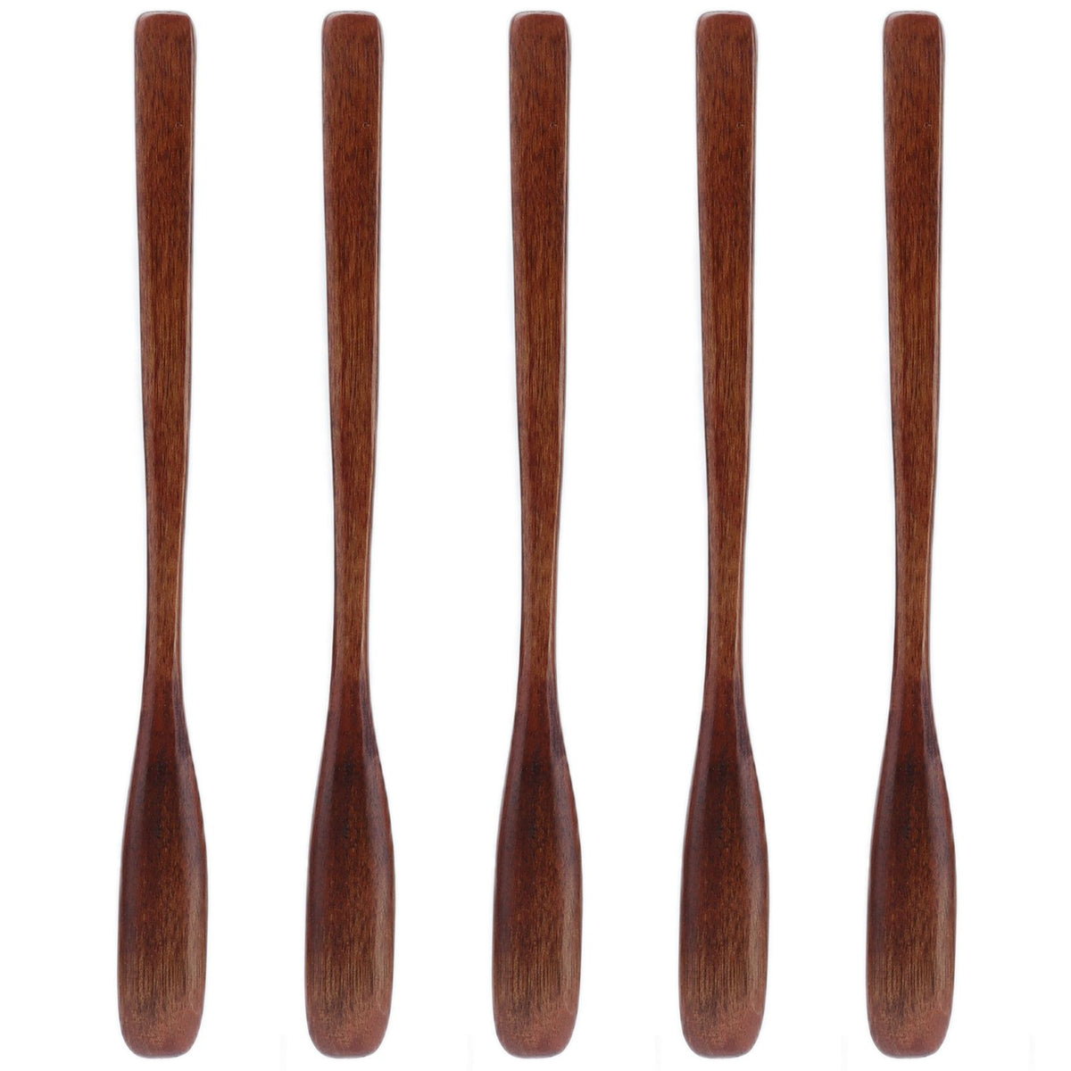 5Pcs Small Wood Color Spoon Narrow Headed Anti Scalding Spoon for Children Food Home Kitchen