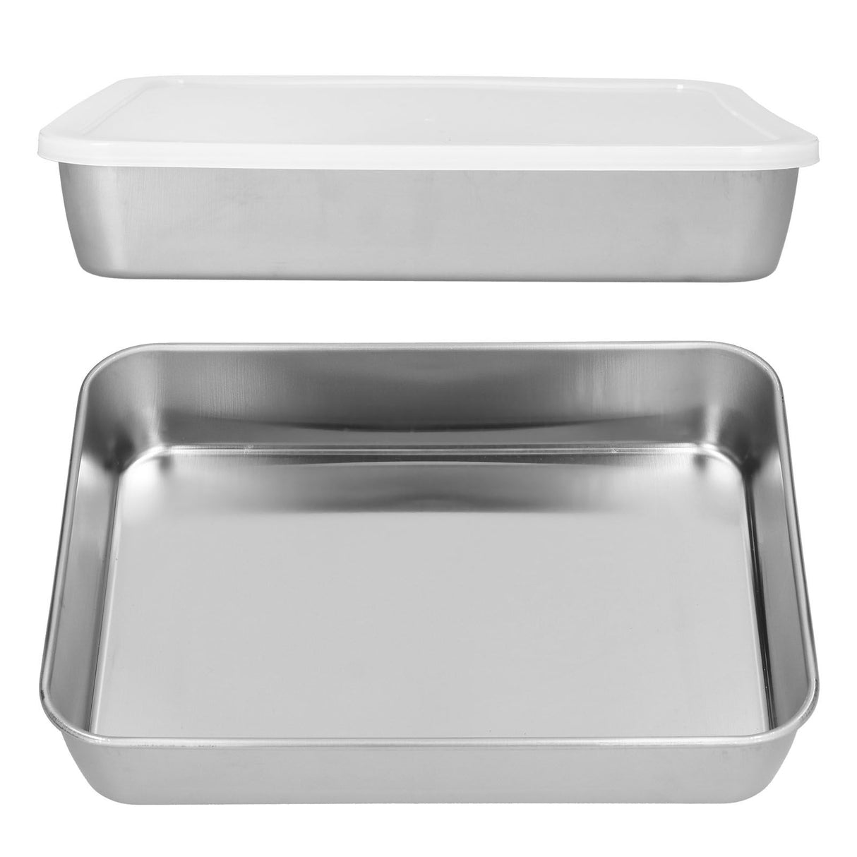 Stainless Steel Baking Tray Deep Flat Non Stick Baking Pan Food Storage Box with CoverS