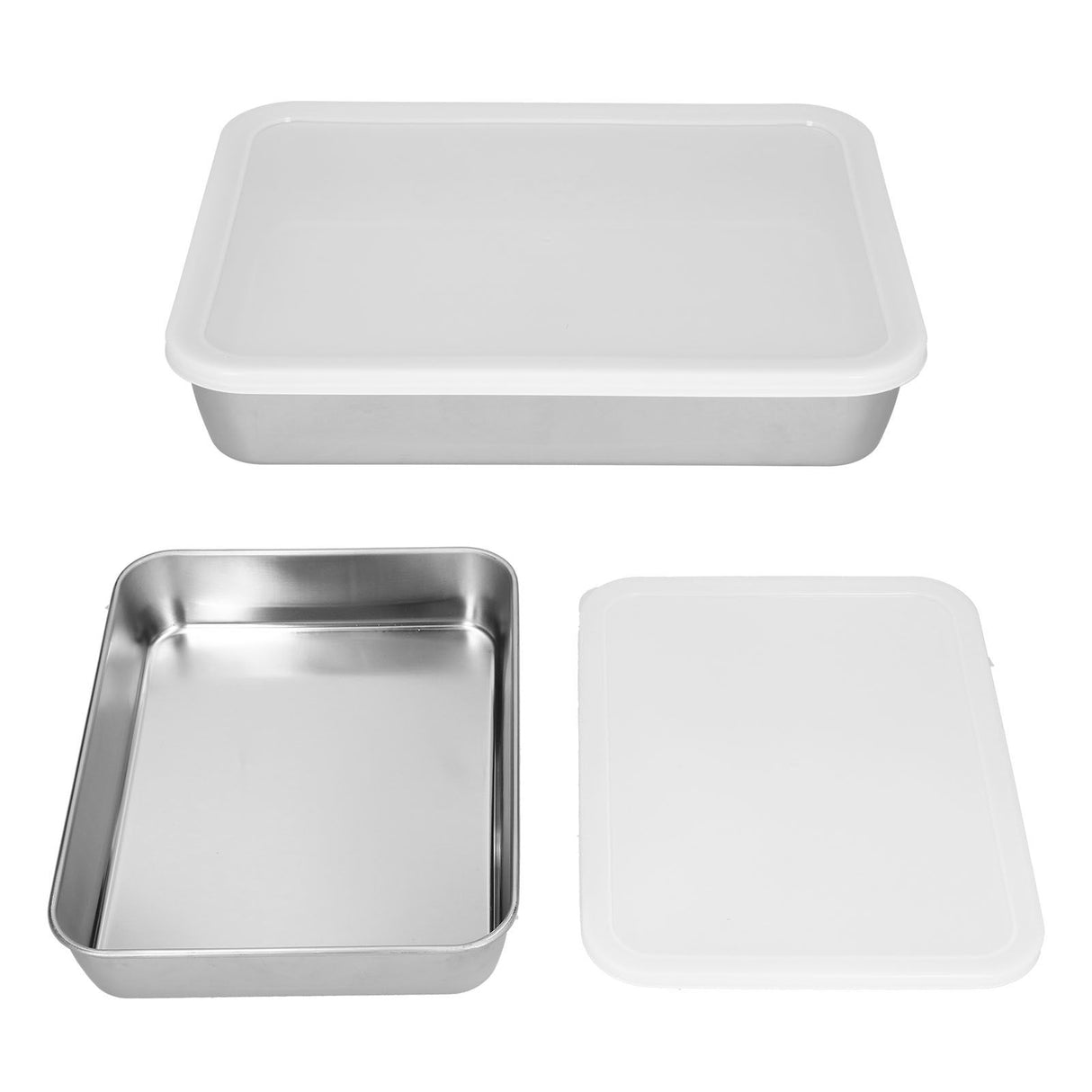 Stainless Steel Baking Tray Deep Flat Non Stick Baking Pan Food Storage Box with CoverS