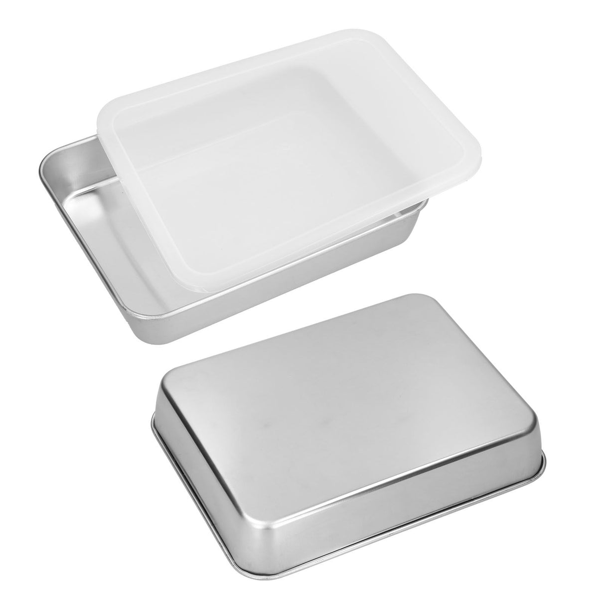 Stainless Steel Baking Tray Deep Flat Non Stick Baking Pan Food Storage Box with CoverS