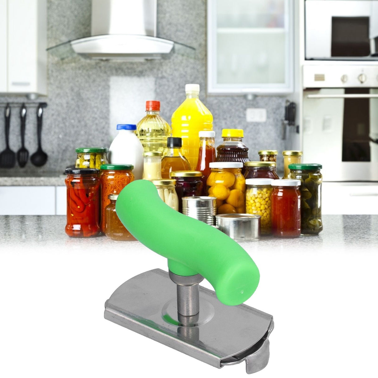 Stainless Steel Can Opener Portable Manual Bottle Opener with Ergonomic Handle Convenient to Use for KitchenGreen