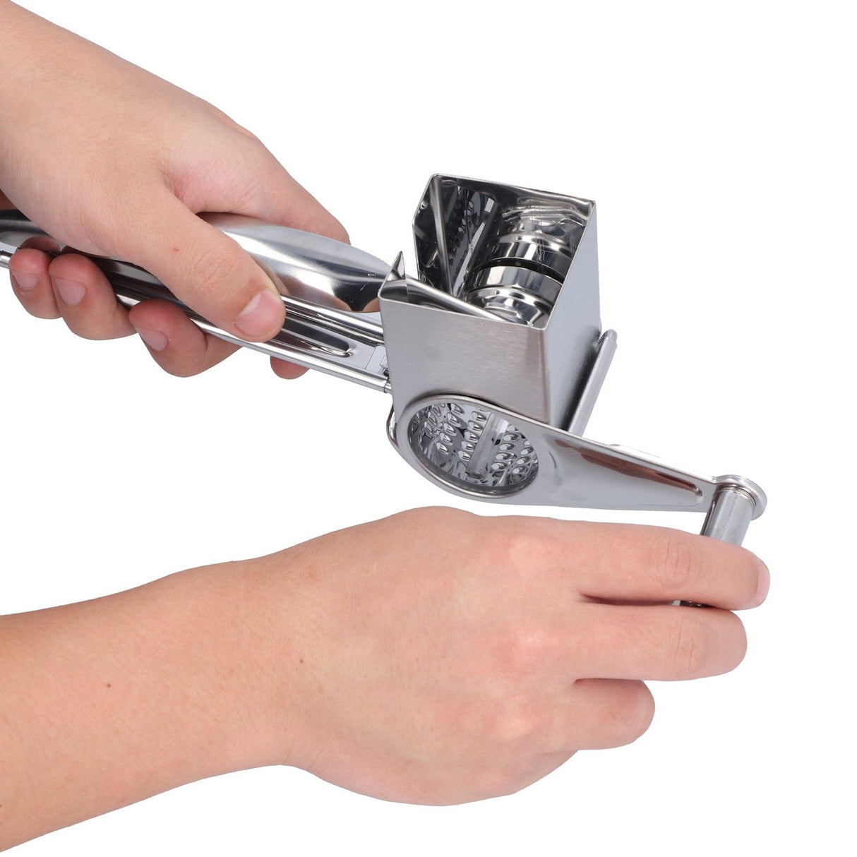 Cheese Grater Handhold Rotarting Stainless Steel Cheese Shredder for Household Chicken Cheese Walnut Nuts