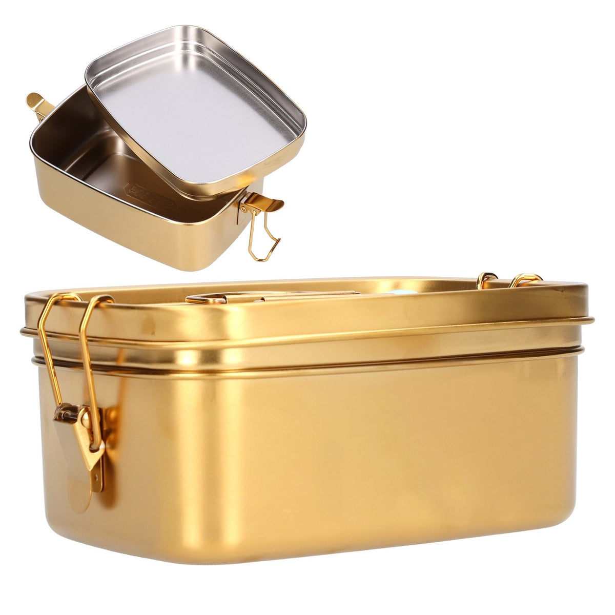 1.5L 2 Layer Lunch Box Portable Leakproof 304 Stainless Steel Bento Food Container Dinnerware for Home OfficeGold