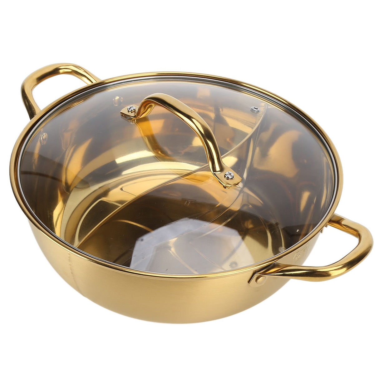 Hot Pot 30.3cm Diameter 304 Stainless Steel Rust Proof Separate Design Mandarin Duck PotGold