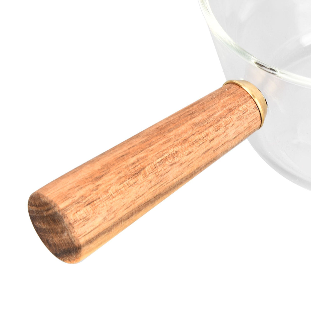 Glass Milk Pot with Wooden Handle V Shaped Spout Noodles Saucepan Home Kitchen Cookware Accessory400ml