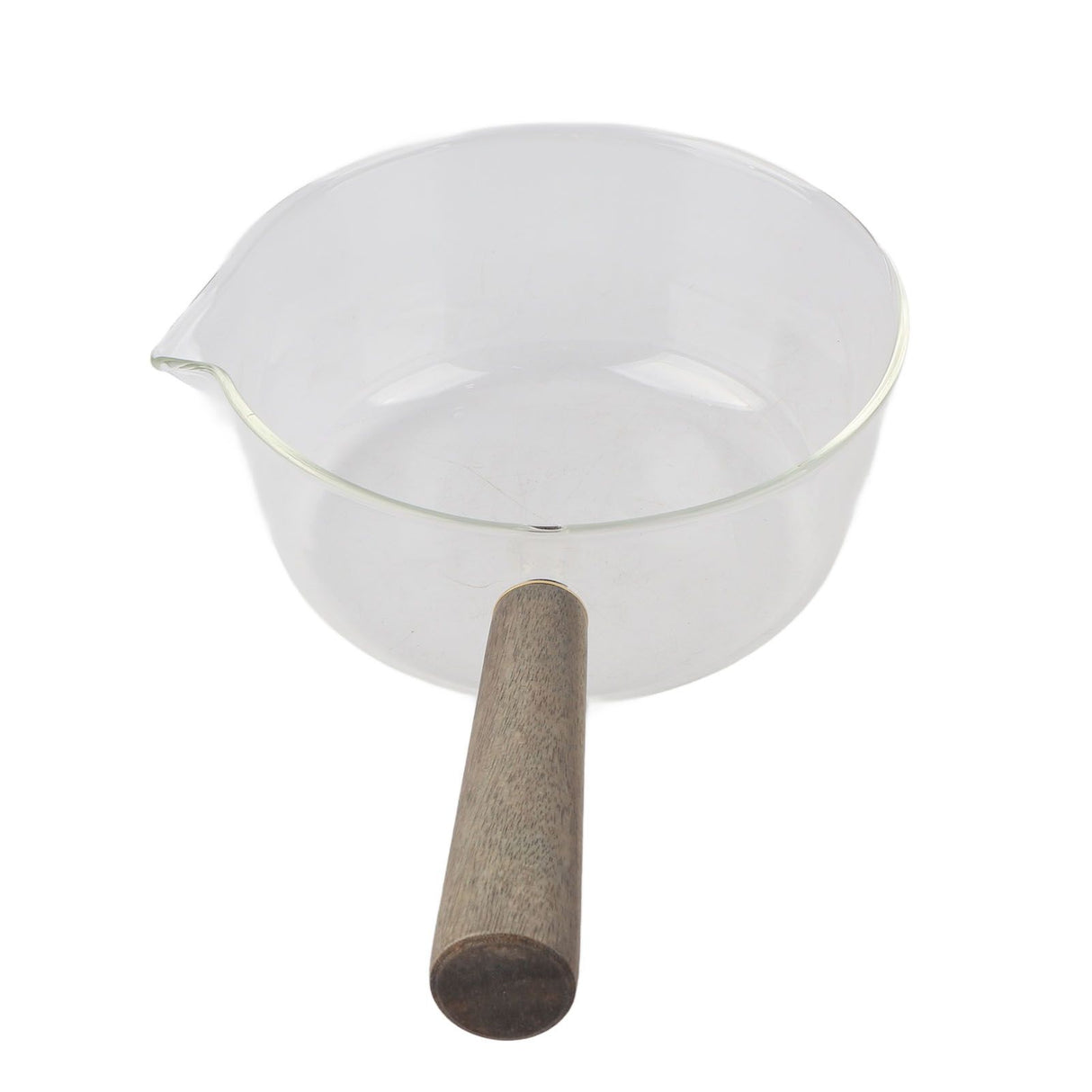 Glass Milk Pot with Wooden Handle V Shaped Spout Noodles Saucepan Home Kitchen Cookware Accessory600ml