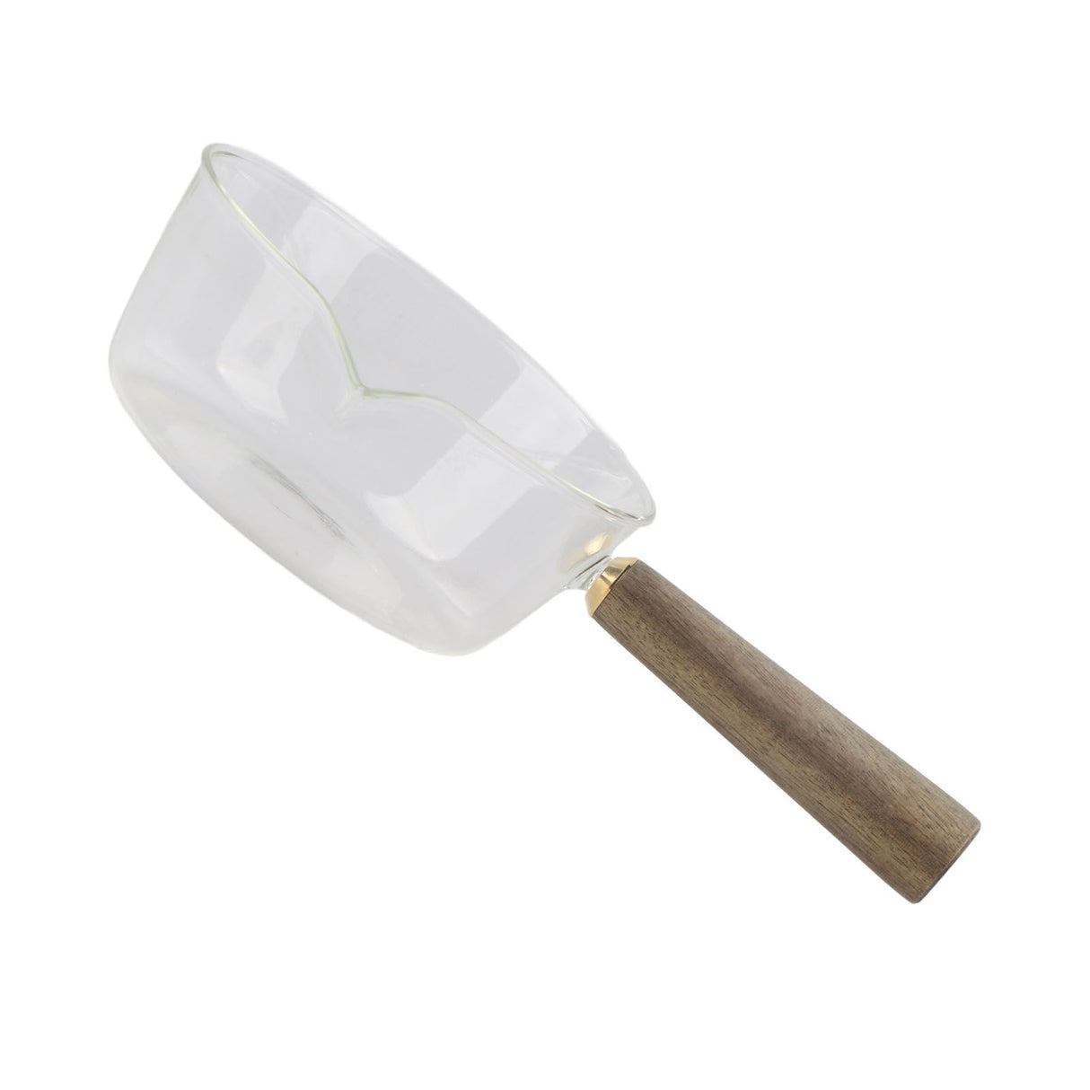 Glass Milk Pot with Wooden Handle V Shaped Spout Noodles Saucepan Home Kitchen Cookware Accessory600ml