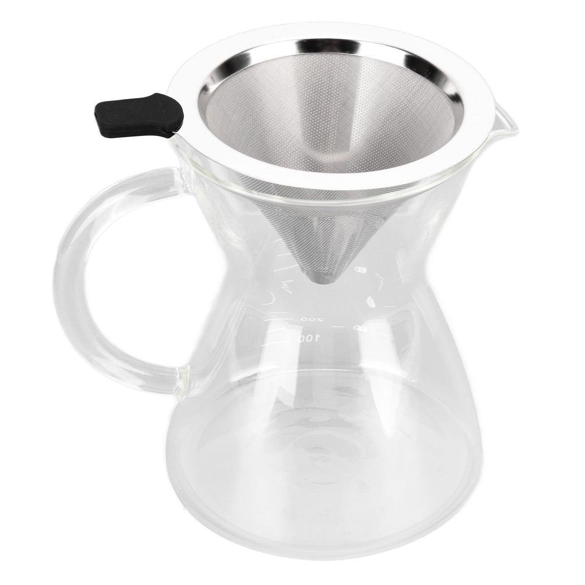 400ml Glass Coffee Pot Kettle Heat Resistant Pour Over Coffee Maker with Stainless Steel Filter for Home KitchenFlat Base
