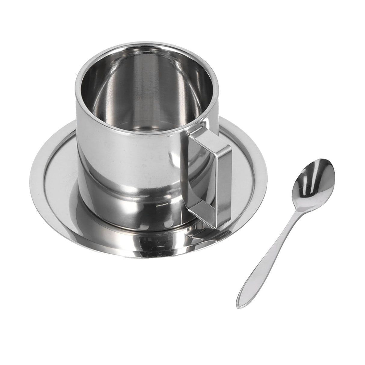 3PCS/Set Insulated Coffee Cup Set Stainless Steel Double Walled Mugs Milk Tea Cup with Saucer Spoon Set280ML