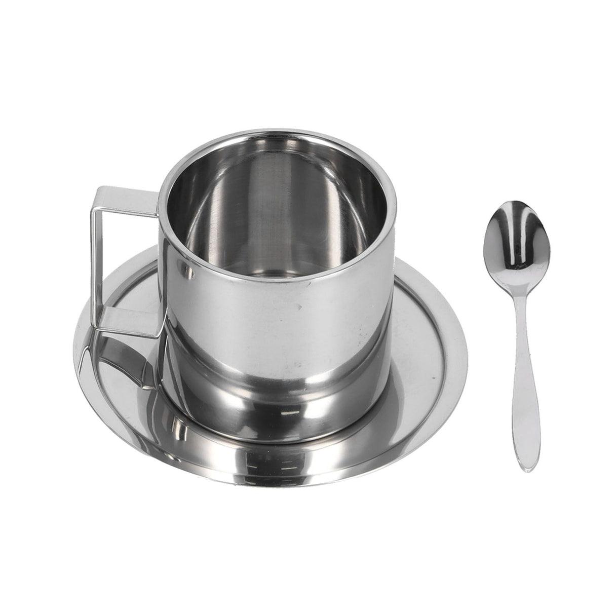 3PCS/Set Insulated Coffee Cup Set Stainless Steel Double Walled Mugs Milk Tea Cup with Saucer Spoon Set280ML