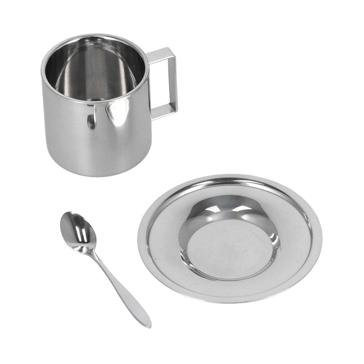 3PCS/Set Insulated Coffee Cup Set Stainless Steel Double Walled Mugs Milk Tea Cup with Saucer Spoon Set280ML