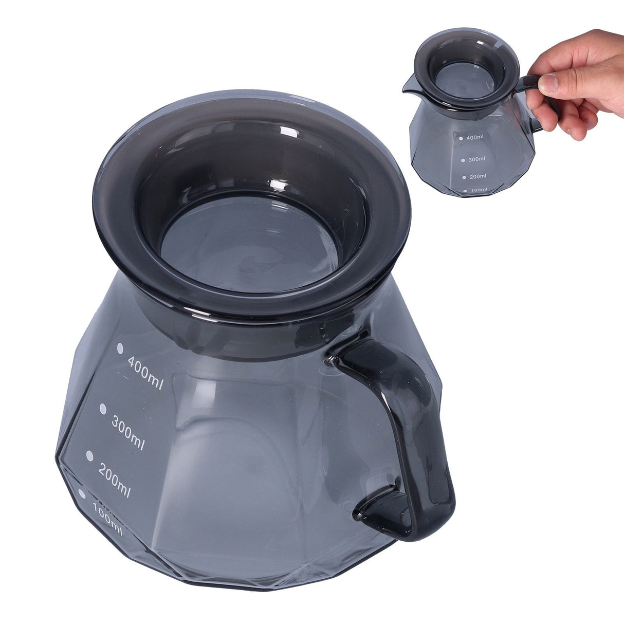 Coffee Kettle Heat Resistant Coffee Sharing Pot Transparent Black Glass Tea Pot for Kitchen Home400ml