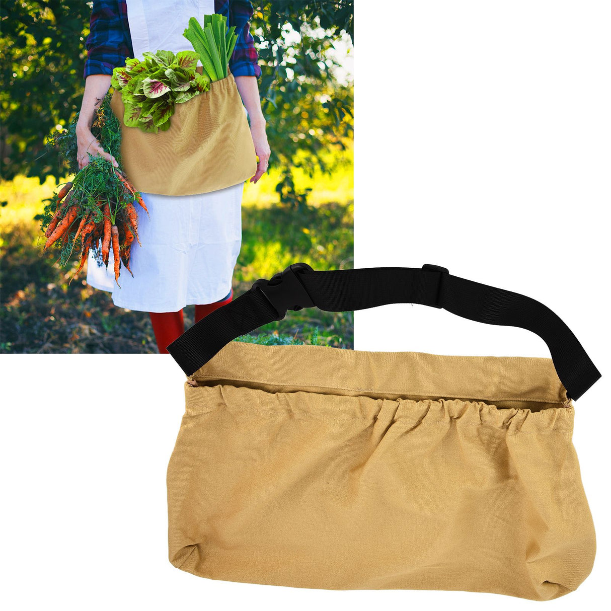 Fruit Picking Bag Adjustable Oxford Cloth Waist Hanging Tool Bag for Gardening OutdoorKhaki