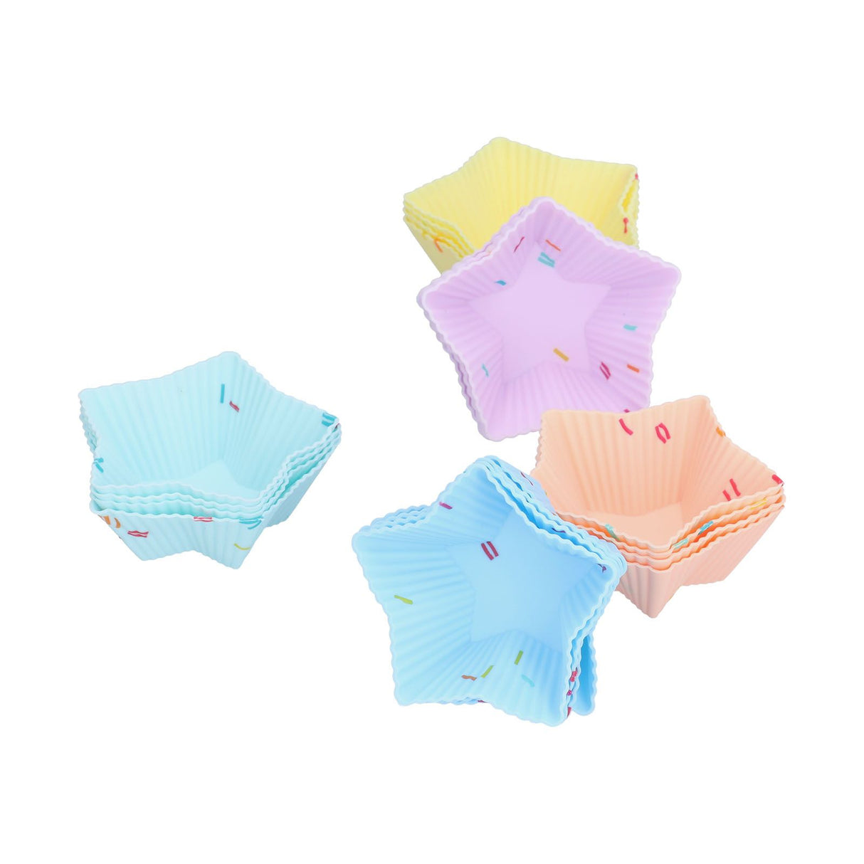 20pcs Silicone Baking Cups Bright Colors Cute Shapes Reusable Cake Making Molds for Donuts PuddingsStar Set