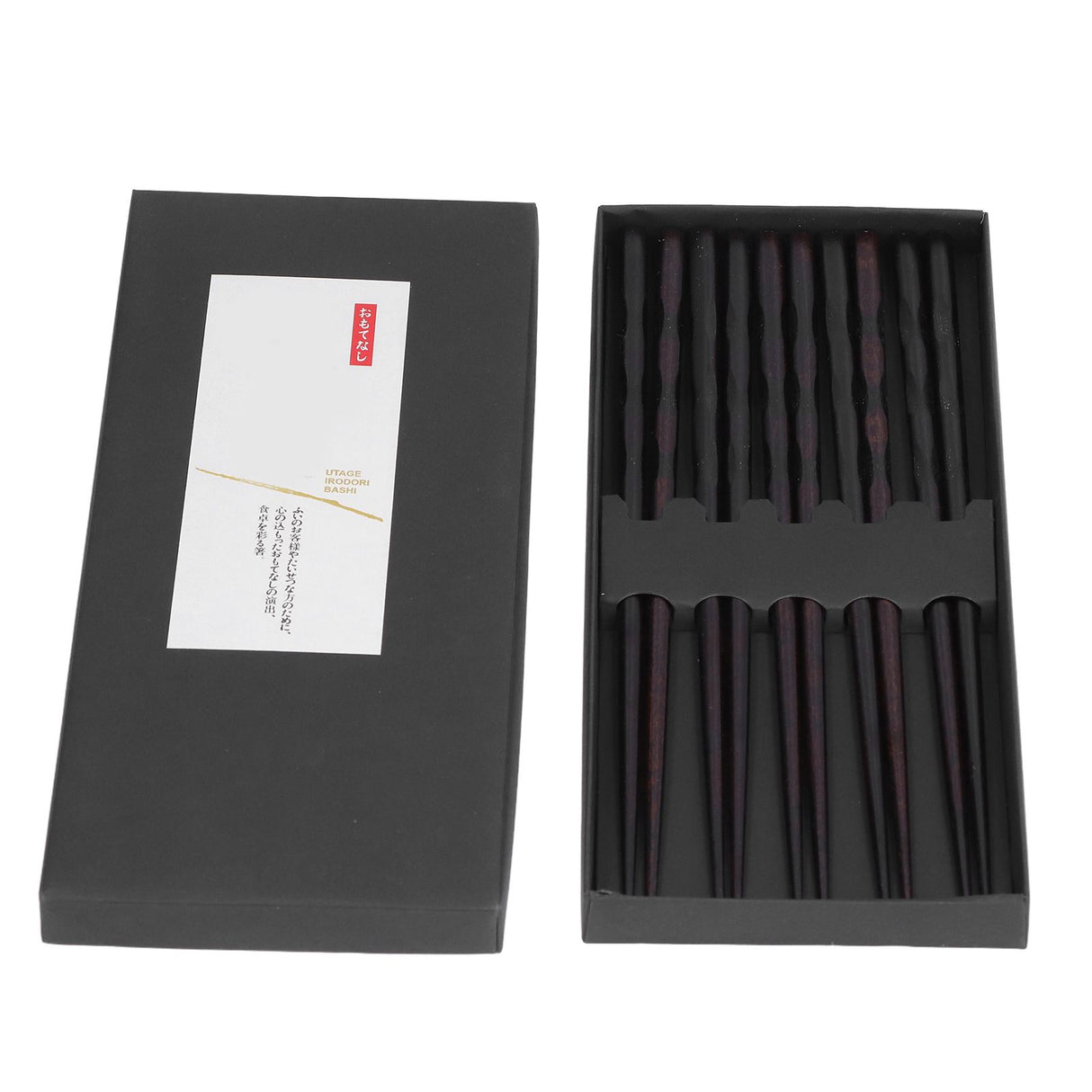 5 Pairs Chopsticks Ironwood Black Round Reusable 23cm/9.1in Long for Japanese Style Tableware Classic