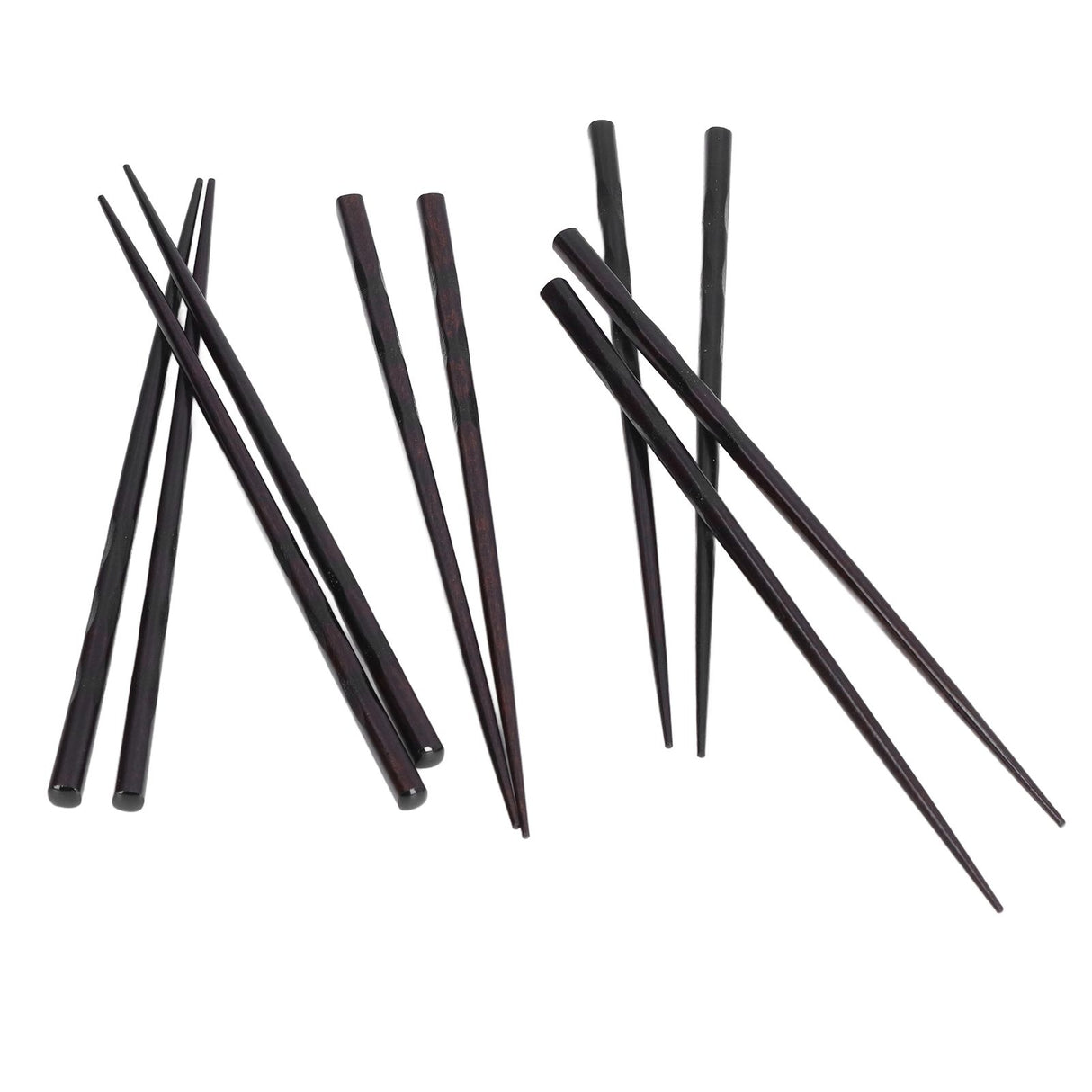 5 Pairs Chopsticks Ironwood Black Round Reusable 23cm/9.1in Long for Japanese Style Tableware Classic