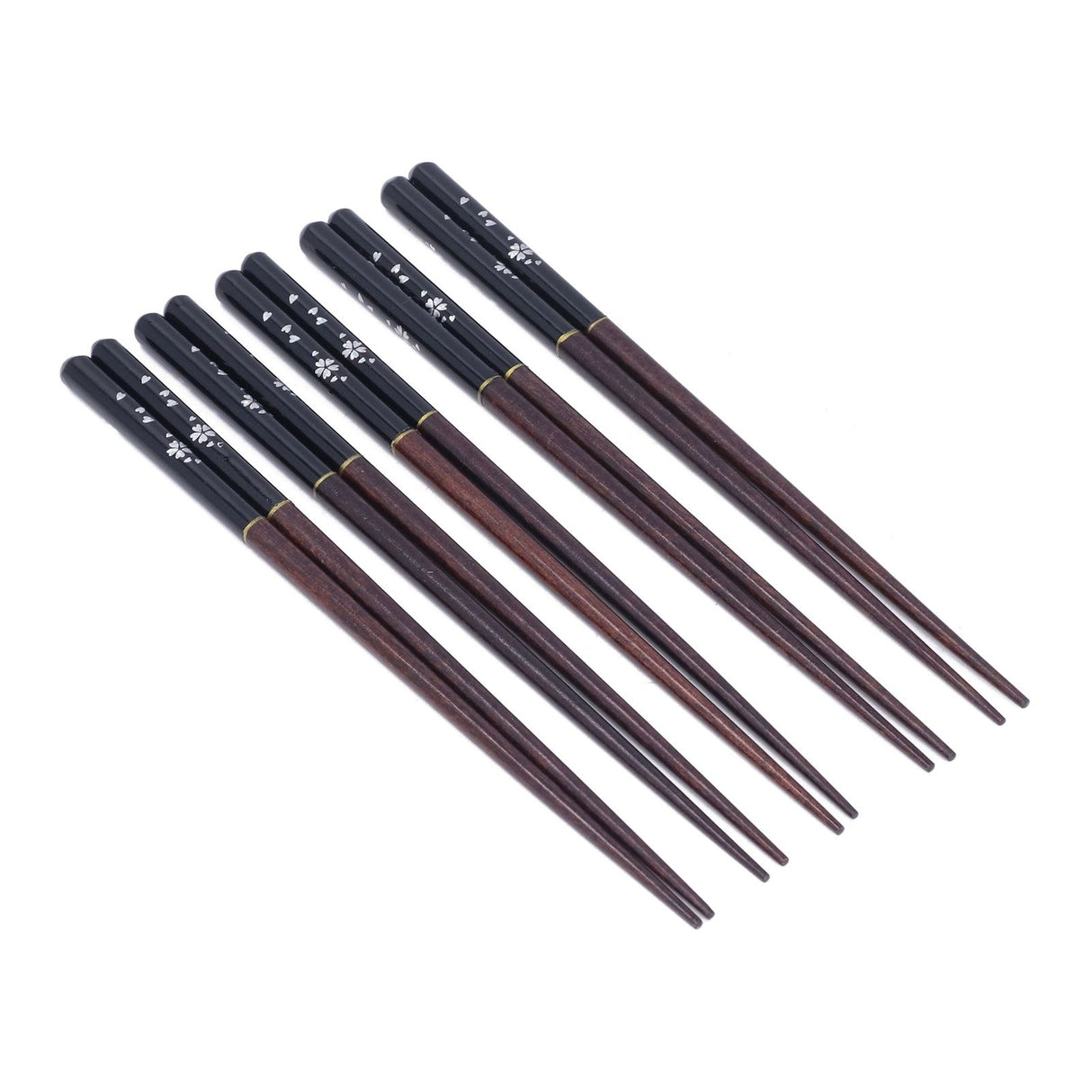 5 Pairs Chopsticks Phoebe Zhennan Printing Reusable 23cm/9.1in Long Safe for Japanese Style Box TablewareBlack