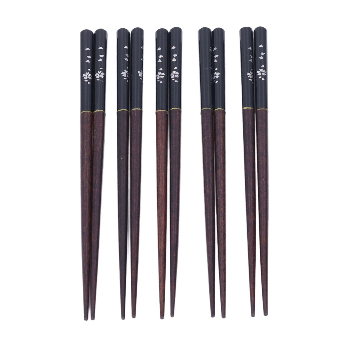 5 Pairs Chopsticks Phoebe Zhennan Printing Reusable 23cm/9.1in Long Safe for Japanese Style Box TablewareBlack