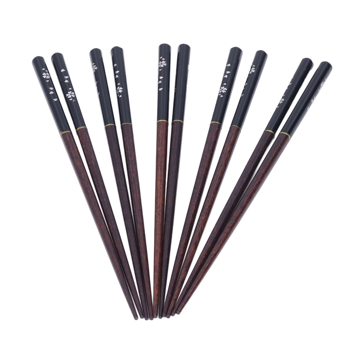 5 Pairs Chopsticks Phoebe Zhennan Printing Reusable 23cm/9.1in Long Safe for Japanese Style Box TablewareBlack
