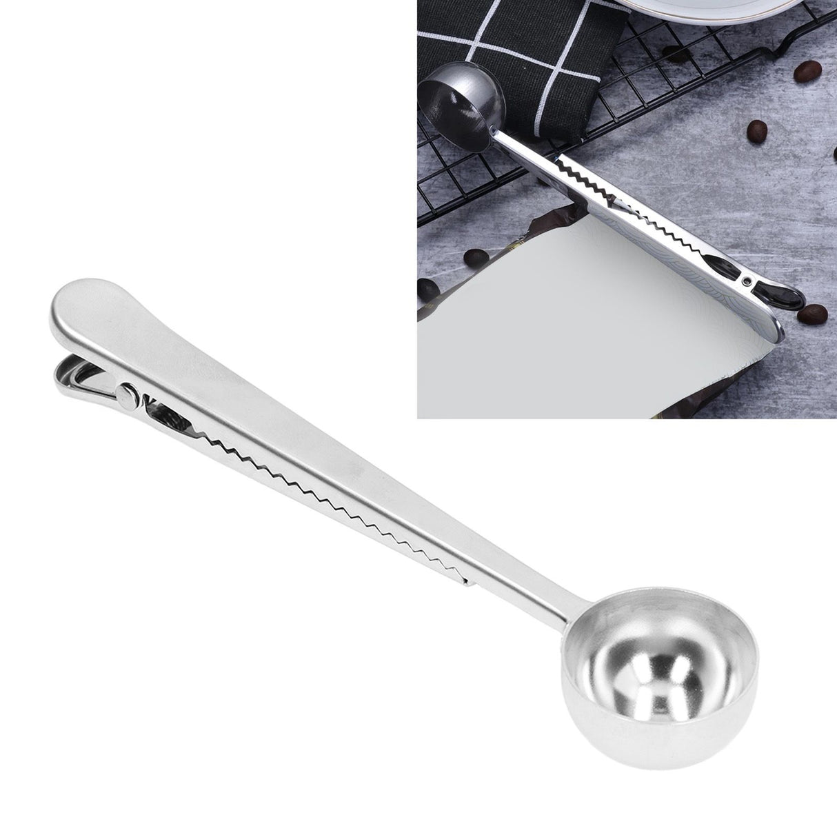 Coffee Scoop Food Grade Stainless Steel Dishwasher Available 2 in 1 Sealing Function Spoon for Kitchen Restaurant