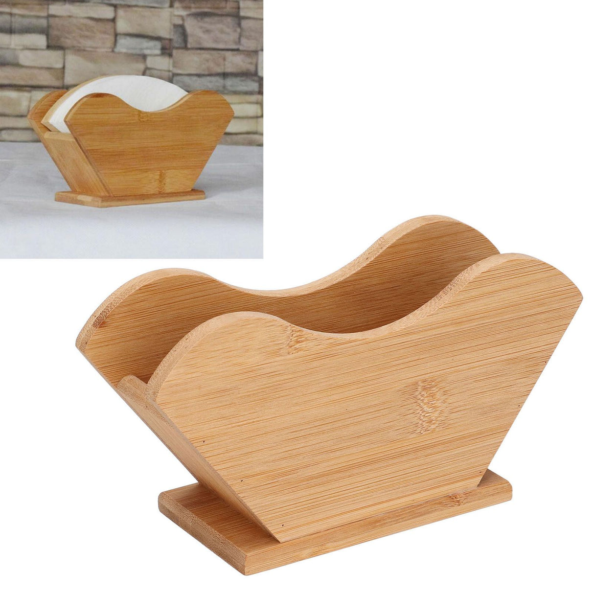 Coffee Filter Paper Holder Bamboo Countertop Reusable V Shape Tissue Dispenser for Home