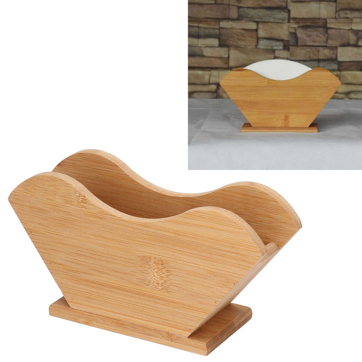 Coffee Filter Paper Holder Bamboo Countertop Reusable V Shape Tissue Dispenser for Home