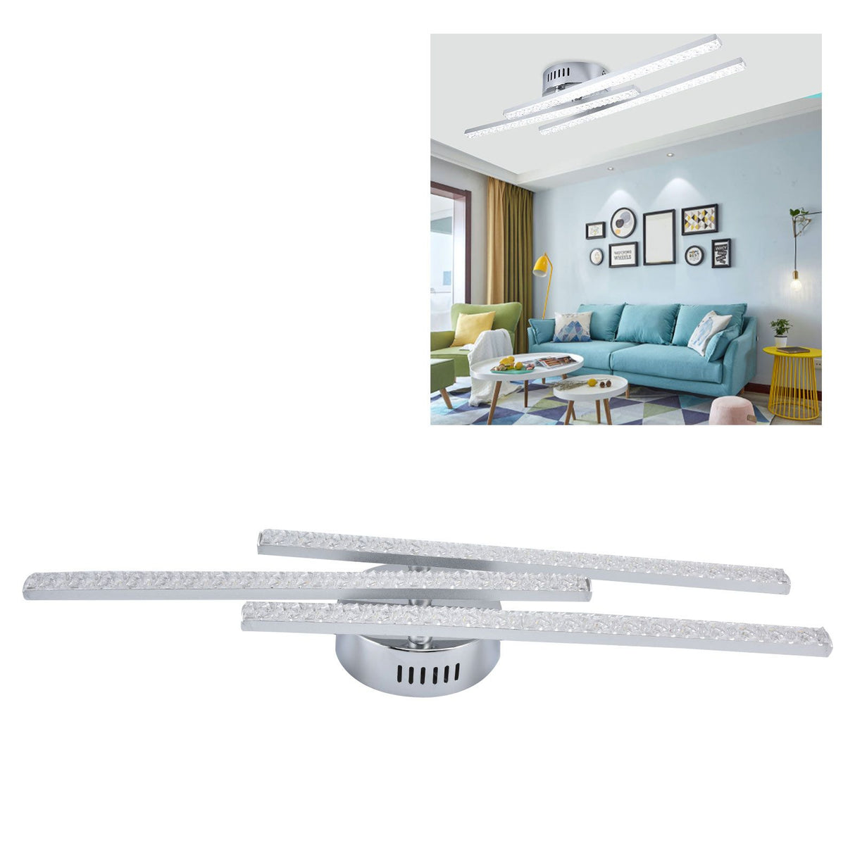 3‑Strips LED Ceiling Lamp Modern Ceiling‑Mounted Light Living Room Bedroom Decoration AC85‑265VWhite Light