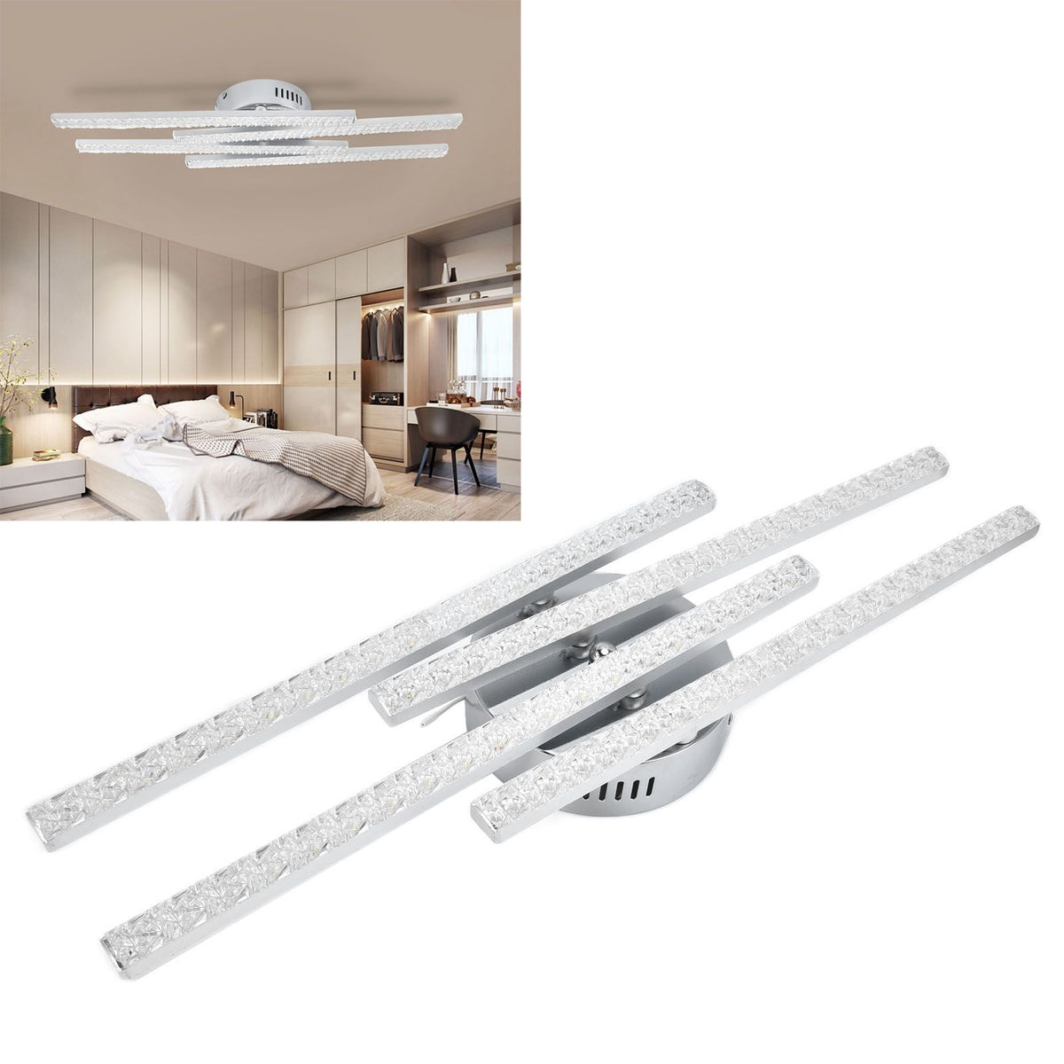 4-Strip Ceiling Light Nordic Modern LED Ceiling Lamp Home Office Coffee Shop Decoration AC85-265VWhite Light