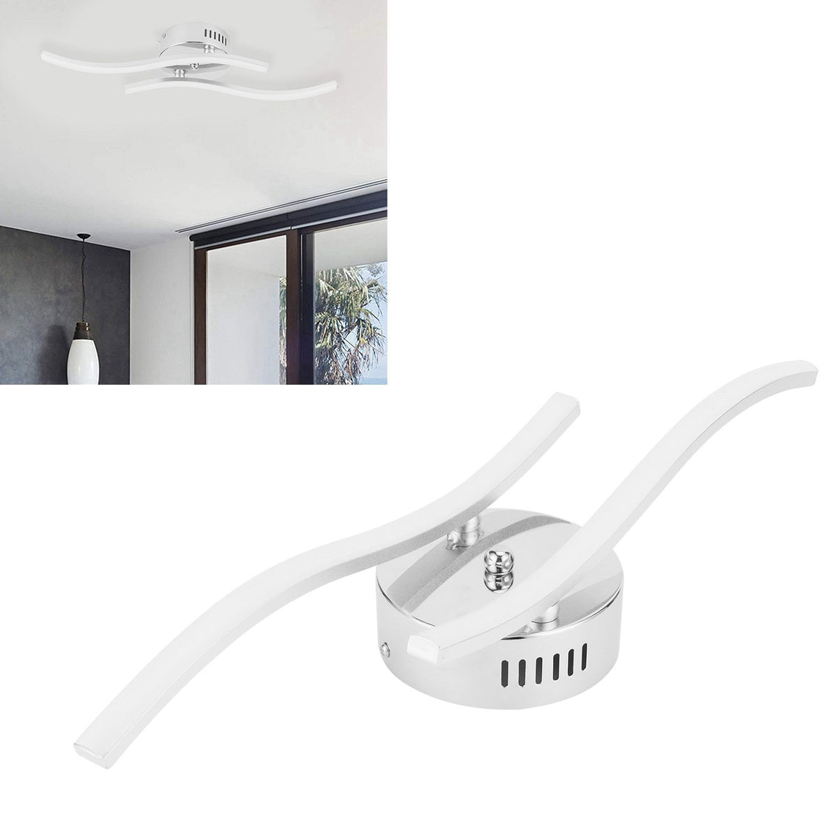 LED Ceiling Light Wavy Ceiling Lamp for Living Room Bedroom Kitchen Decor AC85‑265V Warm Light