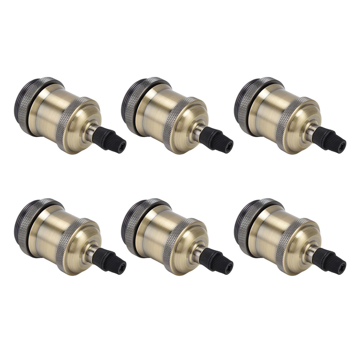 6 Pcs Lamp Holder Metal E26 E27 Screw Retro Lighting Base Accessories with Ground Aluminum ShellBlue Bronze