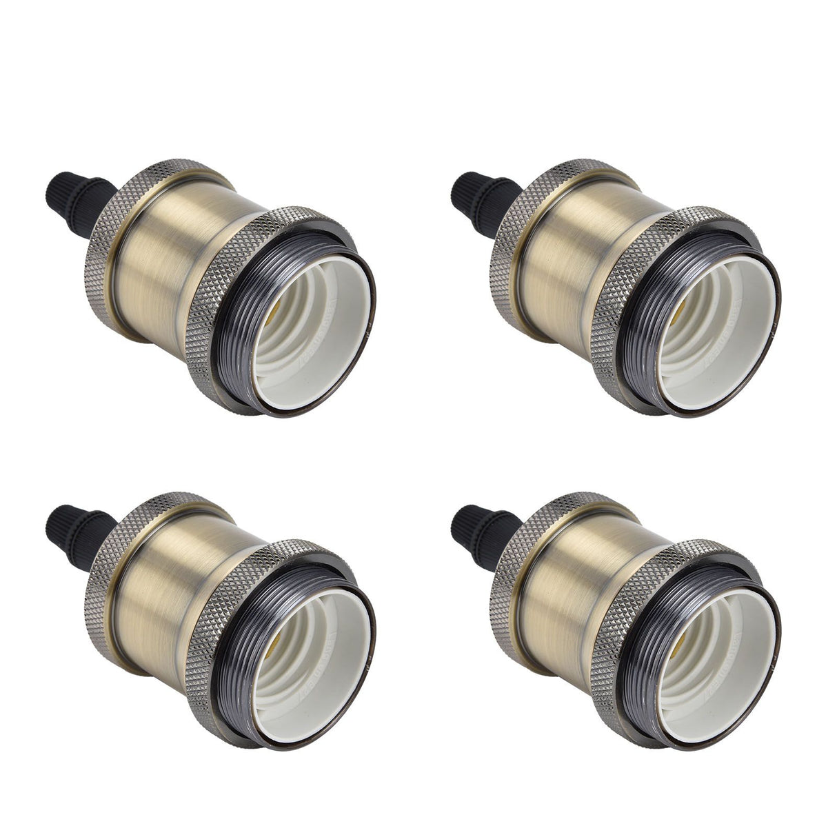 6 Pcs Lamp Holder Metal E26 E27 Screw Retro Lighting Base Accessories with Ground Aluminum ShellBlue Bronze