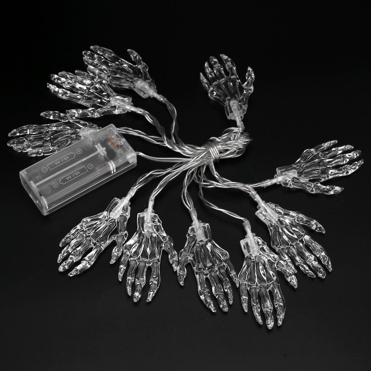 10 Pcs Halloween Skeleton Hand Lights String Battery Powered LED Halloween Spooky String Lights for Decorations