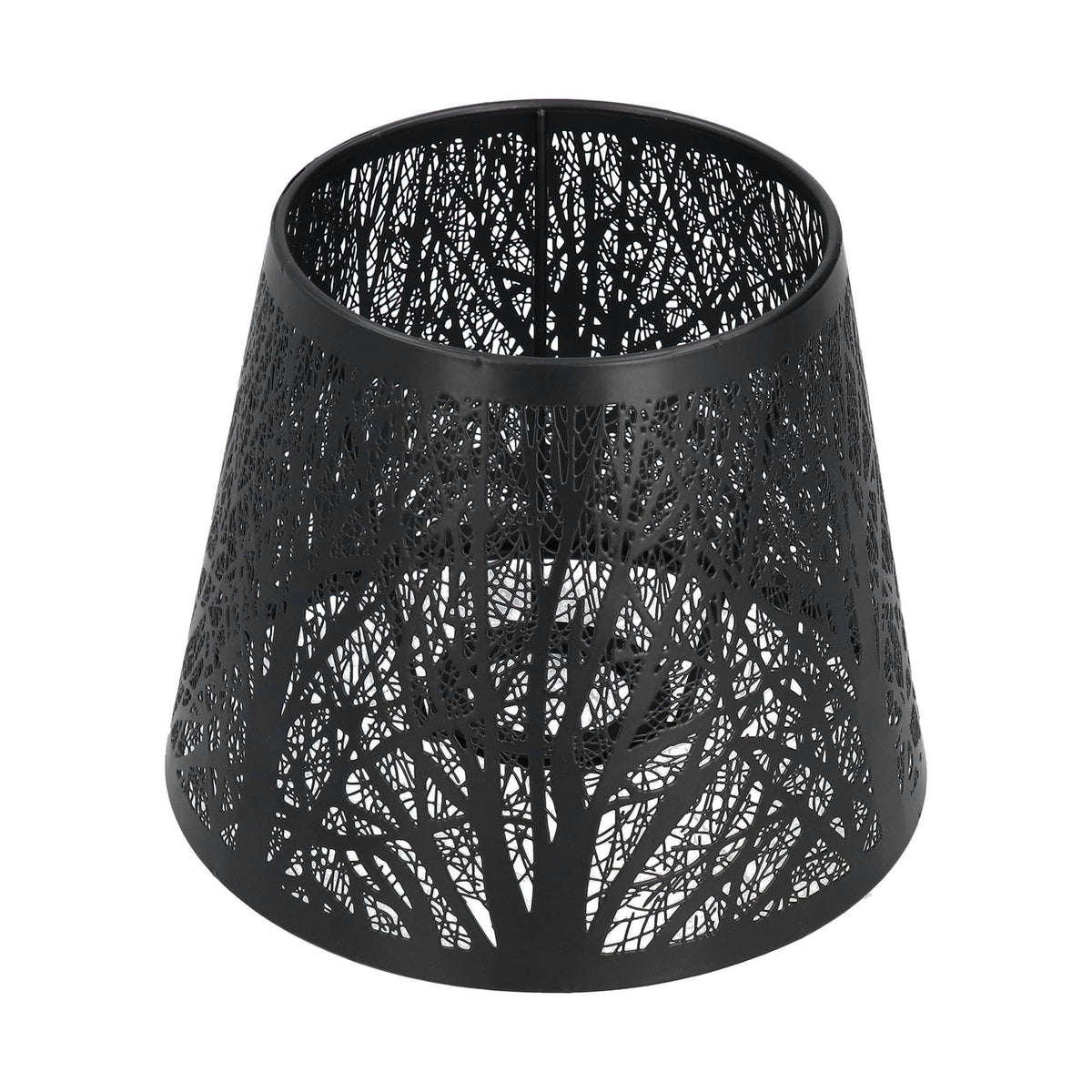 Wrought Iron Lampshade Carved Forest Tree Shaped E27 Mini Lamp Shade for Table Lamp Bedroom Bedside DecorBlack