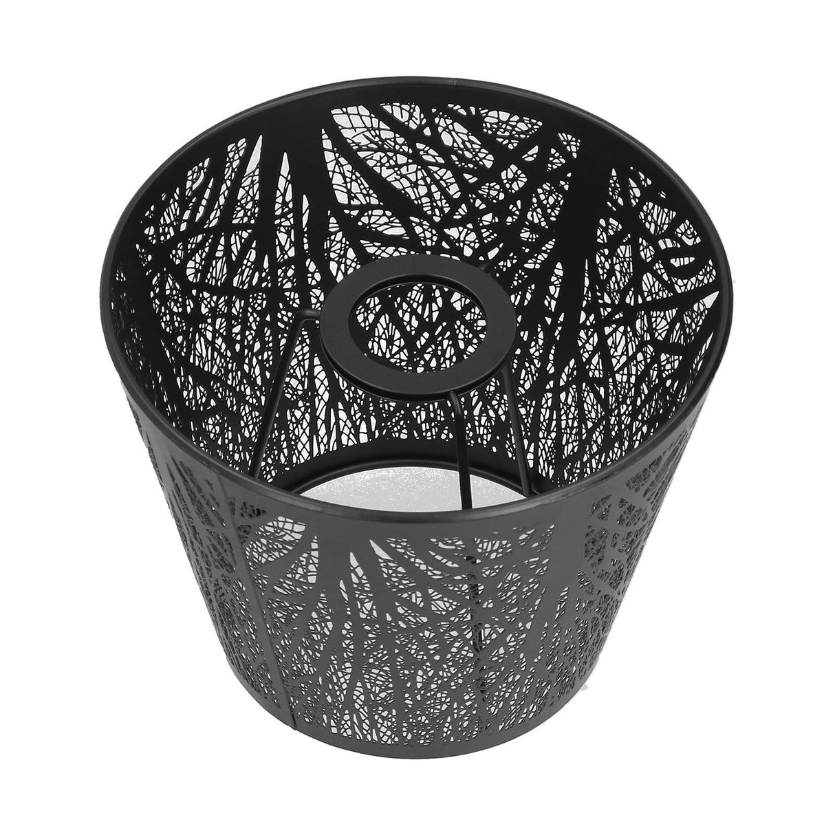 Wrought Iron Lampshade Carved Forest Tree Shaped E27 Mini Lamp Shade for Table Lamp Bedroom Bedside DecorBlack