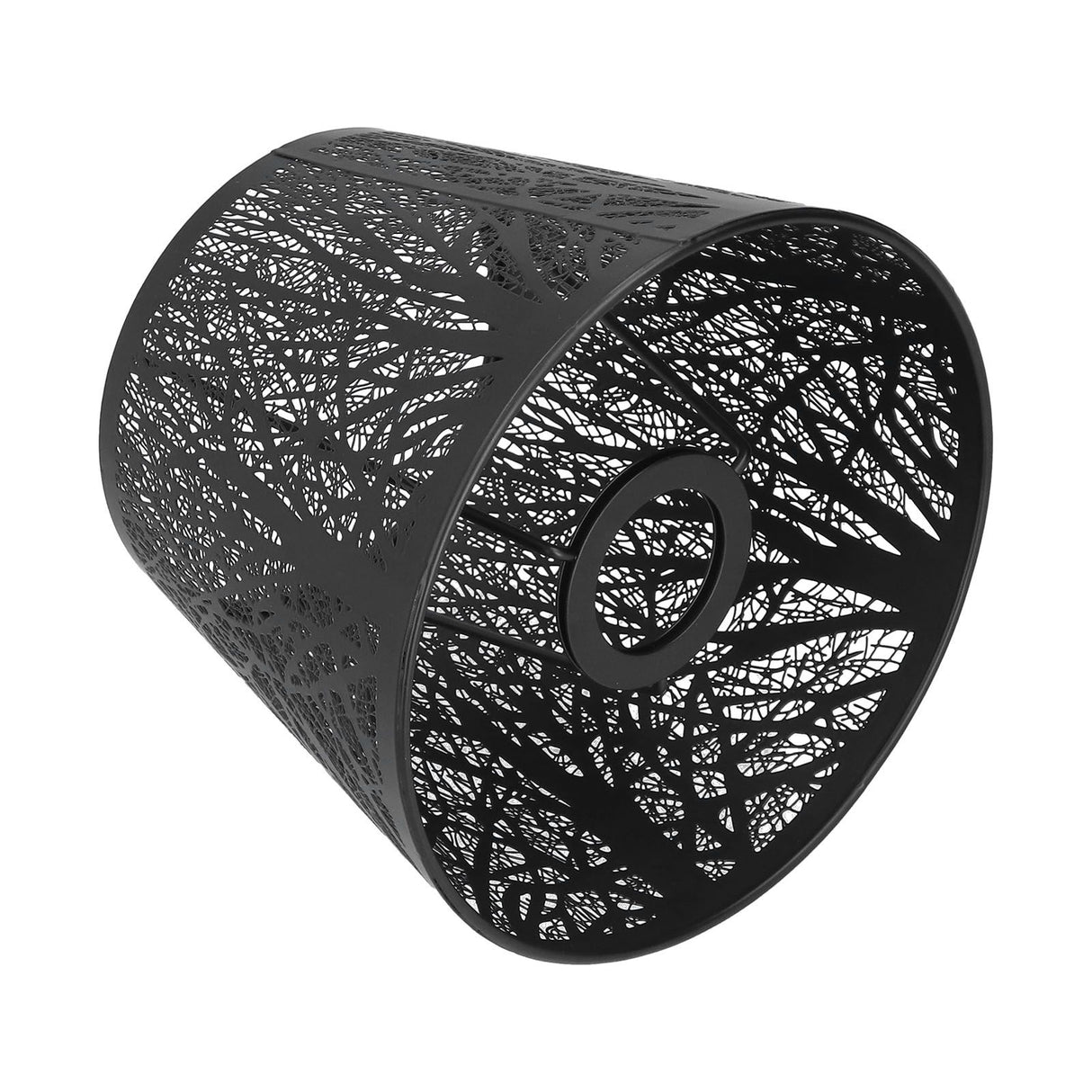 Wrought Iron Lampshade Carved Forest Tree Shaped E27 Mini Lamp Shade for Table Lamp Bedroom Bedside DecorBlack