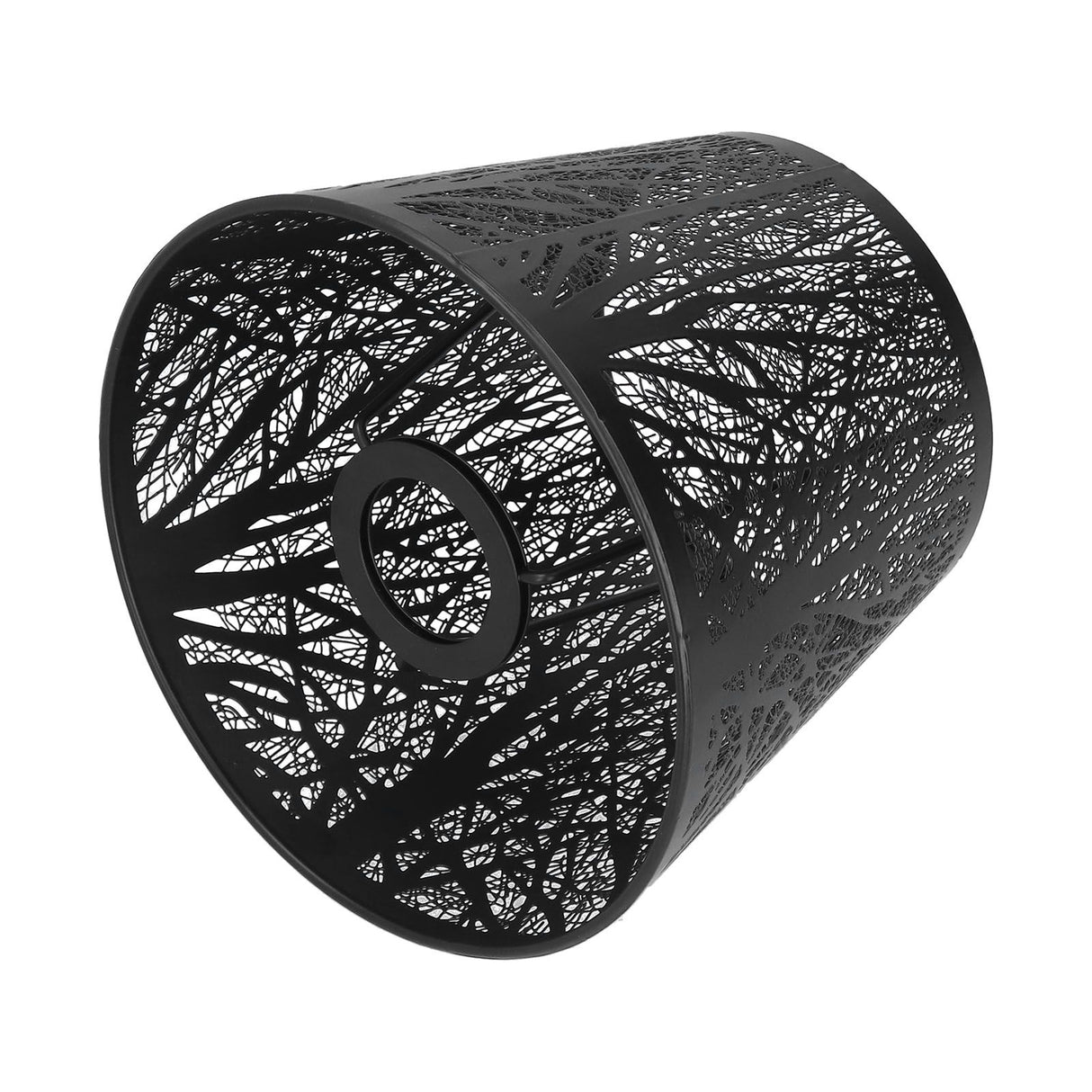 Wrought Iron Lampshade Carved Forest Tree Shaped E27 Mini Lamp Shade for Table Lamp Bedroom Bedside DecorBlack