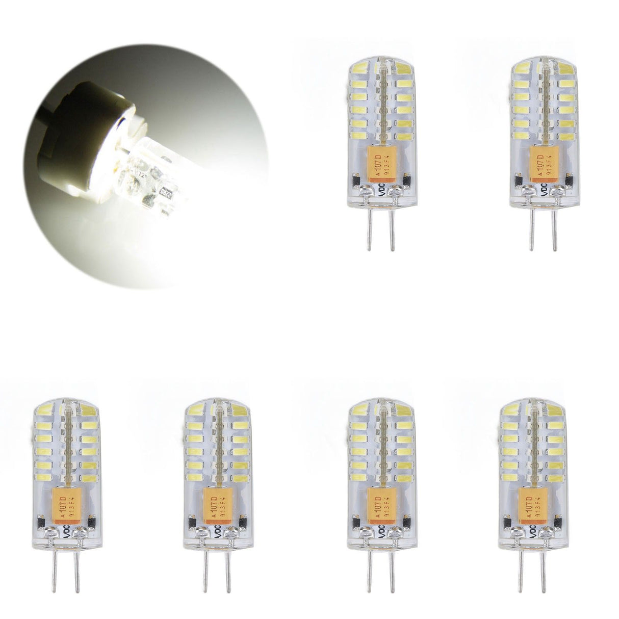 6Pcs LED Bulb Easy Install Light Transmission Uniform Light Output Color Bulb for Party Home 12VPure White