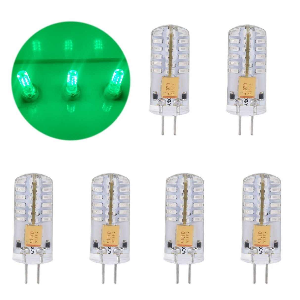 6Pcs LED Bulb Easy Install Light Transmission Uniform Light Output Color Bulb for Party Home 12VGreen