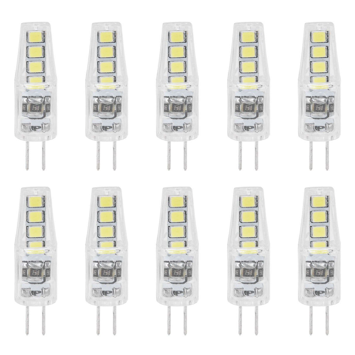10Pcs G4 8LED Light 2835 Lamp Chips 2W 360 Angle PC Lamp Bulb for Home Office 220VWhite Light